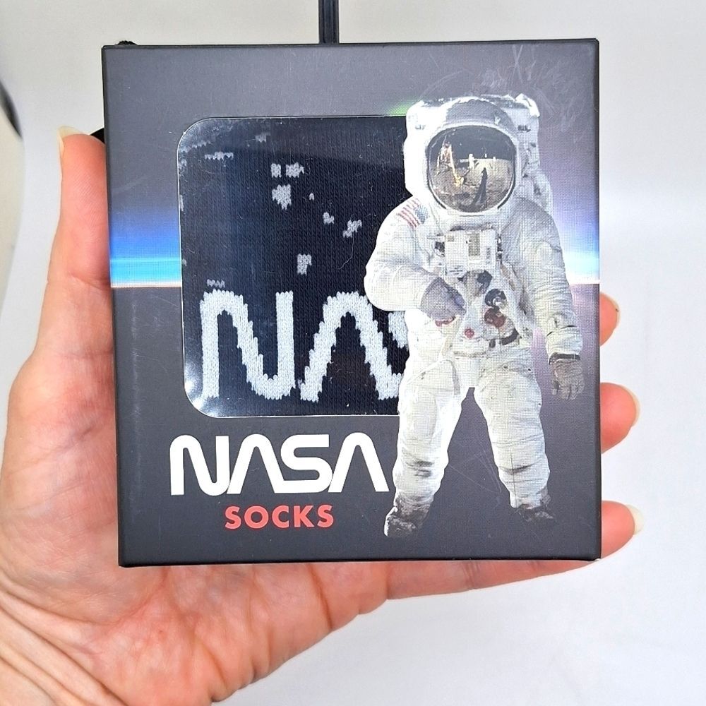 NASA crew socks in a box gift astronomy space curiosity moon landing